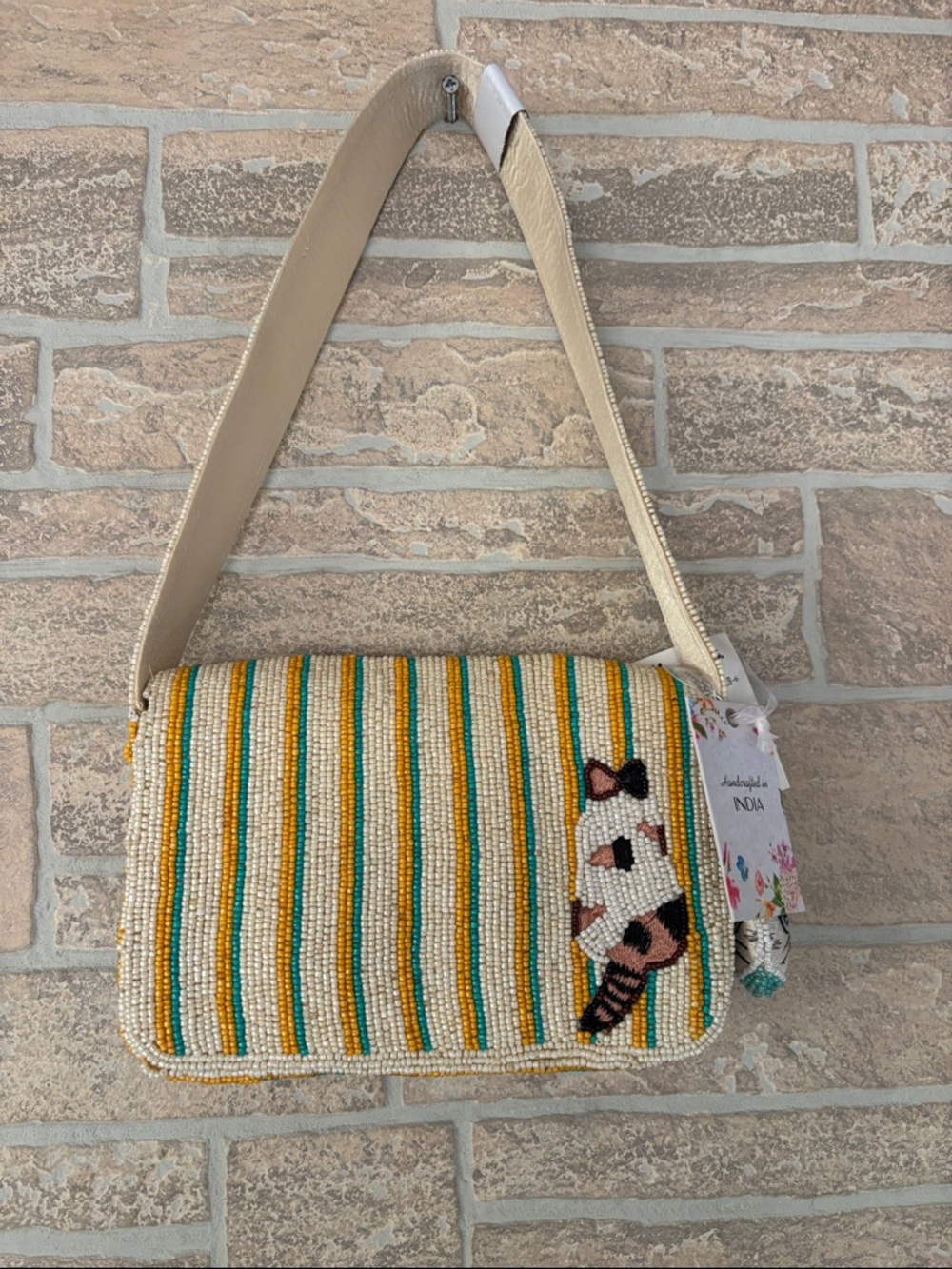 Viral Beaded Cat Mosaic Crossbody Bag - Multicolor w/ cat beaded charm - Picture 4 of 6